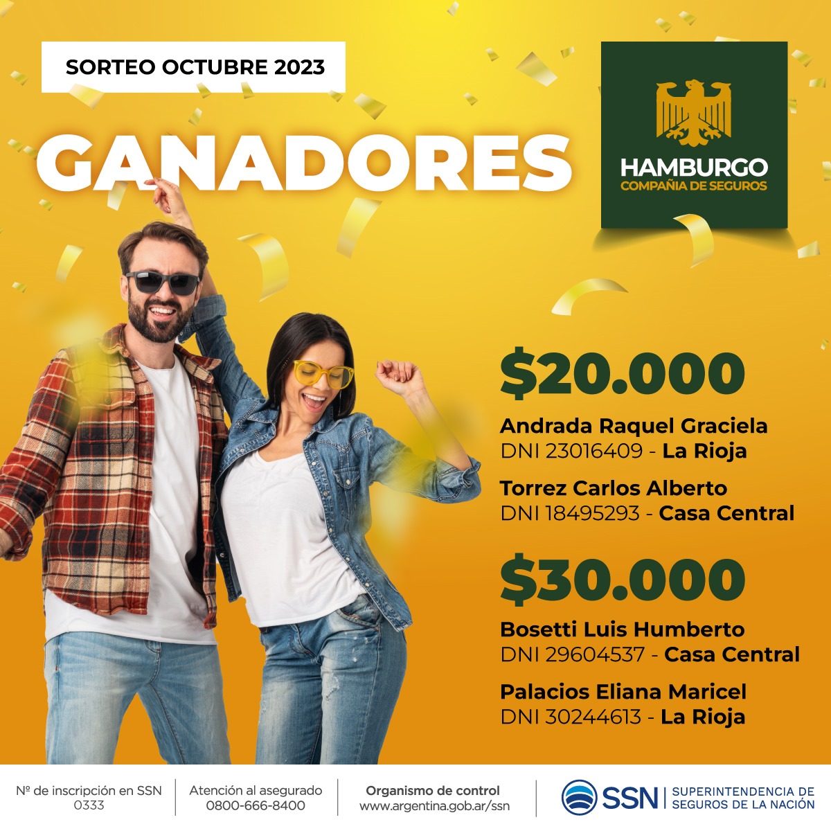 Presentamos a los ganadores de efectivo del mes de Octubre 2023!