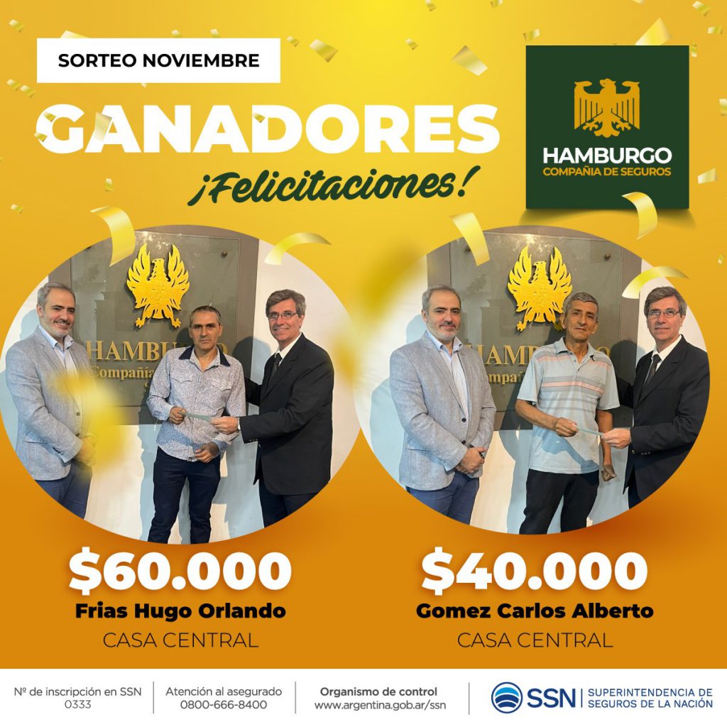 Ganadores del sorteo en efectivo correspondiente al mes de Noviembre 2023!